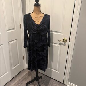 Michael Kors Navy Camouflage Long Sleeve Dress Size Medium